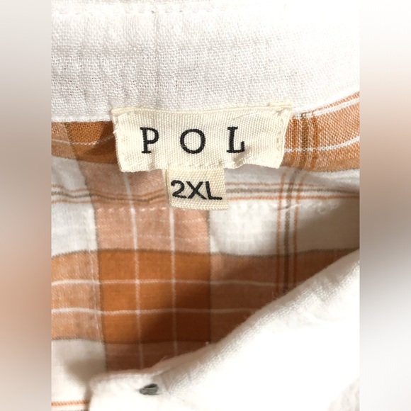 POL 2XL BNWOT Plaid Accent Off White Boho/Casual Button Up Top🌻 - Picture 2 of 8